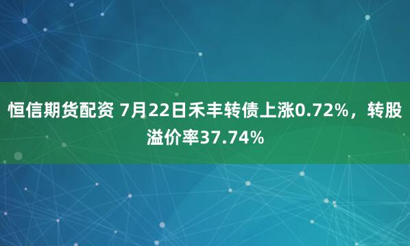 恒信期货配资 7月22日禾丰转债上涨0.72%，转股溢价率37.74%